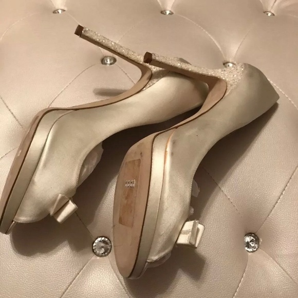 NEW Kate Spade Felisha Ivory Satin Glitter Heel Open Toe Heels Size 10.5B - Picture 4 of 16